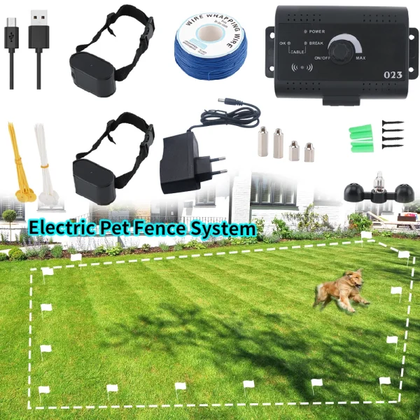 Dropshipping Pet Dog Electric E-Fence System Hidden Yard Adjustable Dog Training Collar Buried Electronic Fencing Containment