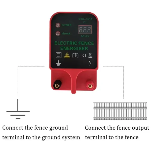 10KM Electric Fence Solar Energizer Charger Controller Animal Horse Cattle Poultry Farm Shepherd Alert Livestock Tool - Image 3