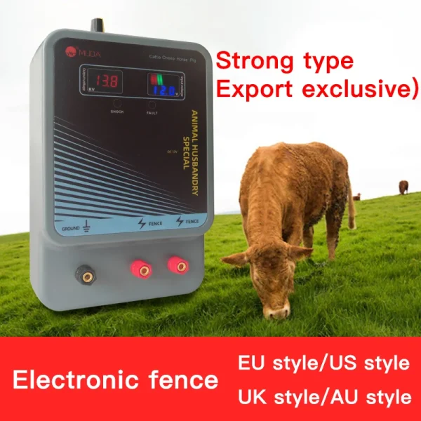 New 10/20/30/40KM Adjustable voltage Electric Fence Animal Horse Cattle Poultry Farm Shepherd Dog Pulse Output Controller Alarm