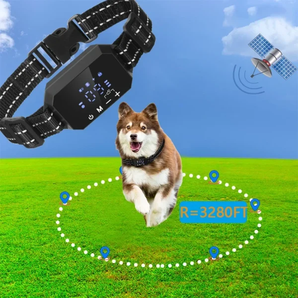 3280 Ft Radius GPS Outdoor Pet Wireless Electronic Fence Electric Dog Trainning Fence System Smart Vibration Shock Dog Collar - Image 2