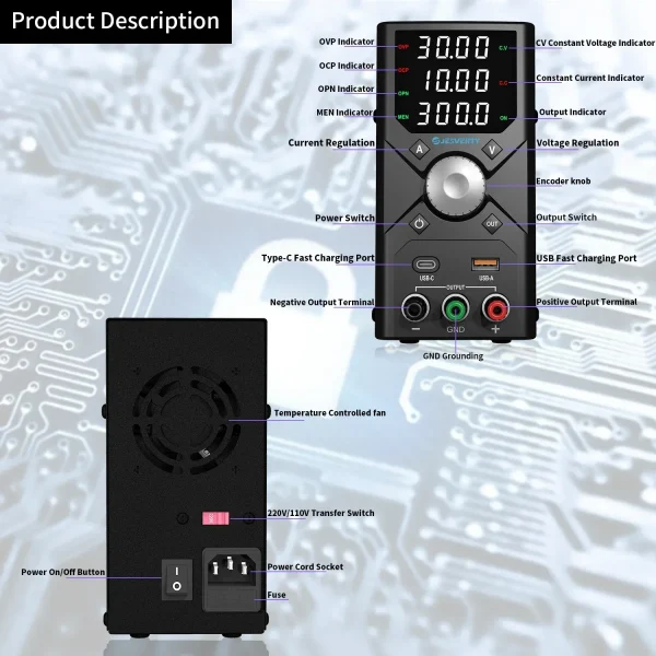 Adjustable DC Power Supply 30V10A Lab Bench Power Supply Encoder Regulation Laboratory Power Supply Voltage Regulator Switch - AliExpress 13 - Image 6