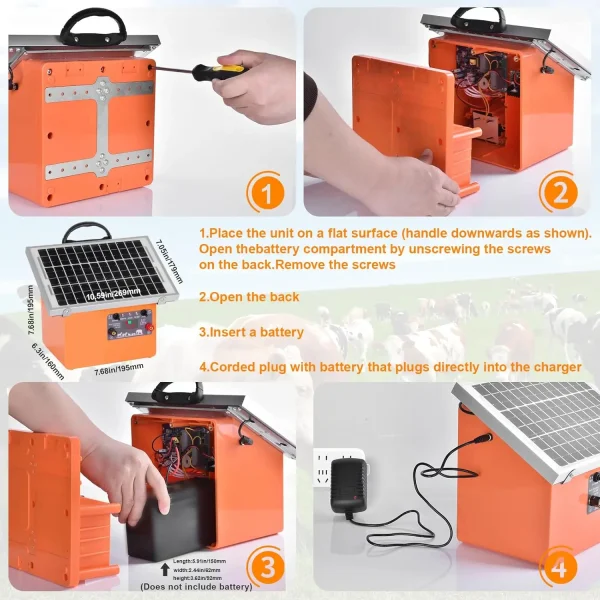 20 Miles Solar Electric Fence Charger 0.5J Energizer Controller for Livestock Prevent Predator Invasion for Poultry No Battery - Image 6