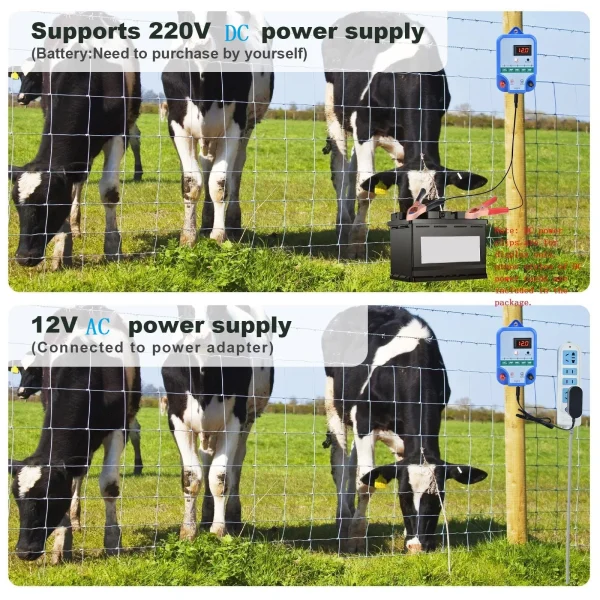 15KM 6.2Miles 2J Electronic Fence Kit Electronic Fence Charger for Livestock Sheep Cattle Horse Poultry Fence Tool - Image 3