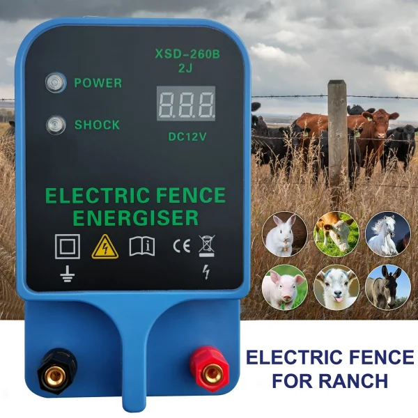 10KM Electric Fence Energizer for Livestock Ranch Fence Energizer High Voltage Controller for Sheep Cattle Horse Poultry Fence
