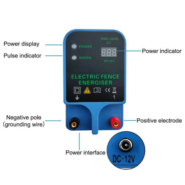 10KM Electric Fence Energizer for Livestock Ranch Fence Energizer High Voltage Controller for Sheep Cattle Horse Poultry Fence - Image 5