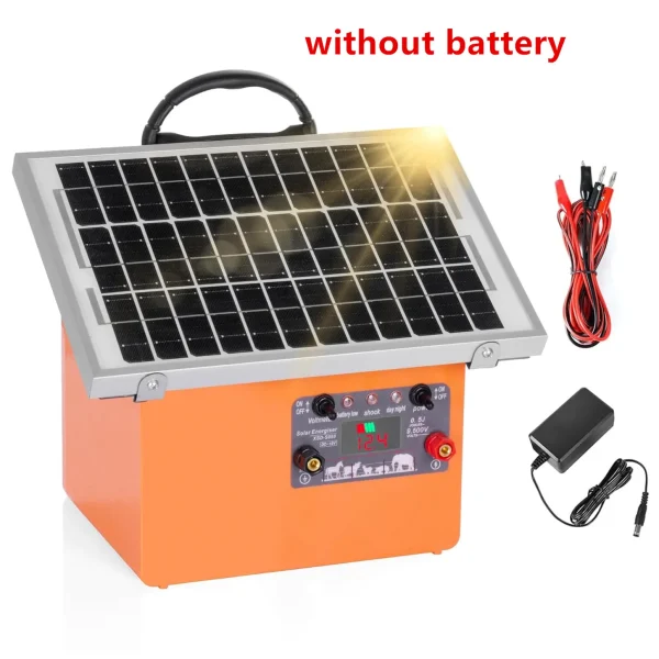 20 Miles Solar Electric Fence Charger 0.5J Energizer Controller for Livestock Prevent Predator Invasion for Poultry No Battery