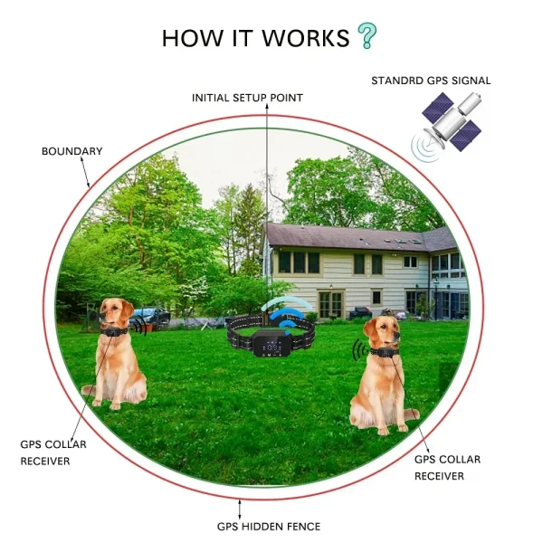 3280 Ft Radius GPS Outdoor Pet Wireless Electronic Fence Electric Dog Trainning Fence System Smart Vibration Shock Dog Collar - Image 5