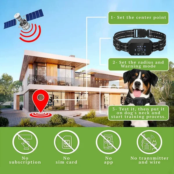 3280 Ft Radius GPS Outdoor Pet Wireless Electronic Fence Electric Dog Trainning Fence System Smart Vibration Shock Dog Collar