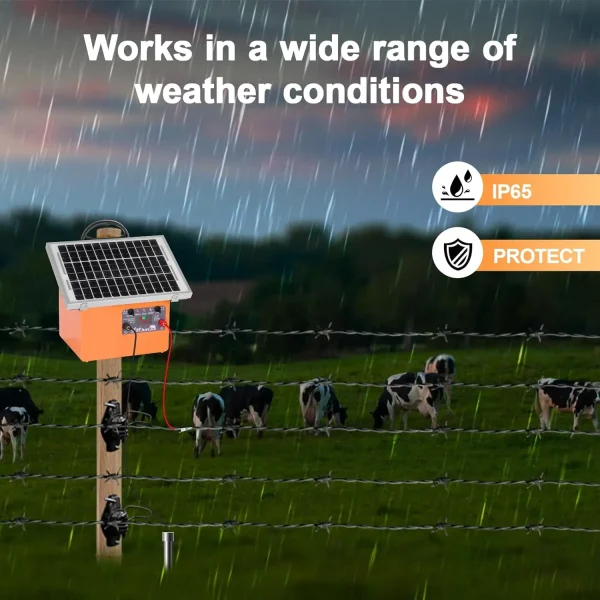 20 Miles Solar Electric Fence Charger 0.5J Energizer Controller for Livestock Prevent Predator Invasion for Poultry No Battery - Image 5