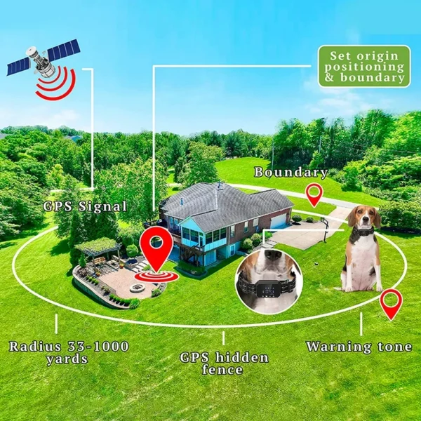 3280 Ft Radius GPS Outdoor Pet Wireless Electronic Fence Electric Dog Trainning Fence System Smart Vibration Shock Dog Collar - Image 4