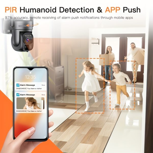 Solar-Powered 1080p HD Security Camera, 360° Pan, 4X Zoom, 2-Way Audio, Color Night Vision, Spotlight/Siren, Motion Detection, Automatic Exposure, Fixed Focus Prime Lens, with 8000mAh Rechargeable Battery, Wi-Fi Connectivity, Cloud/SD Storage for Home Security - Image 6
