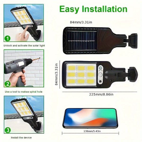 Outdoor Solar Light Solar Wall Light - 3 Lighting Modes Motion Sensor Light IP44, for Yard, Garden, Courtyard, Fence, Driveway Passage - Image 4