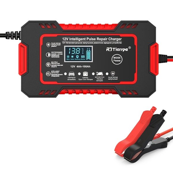 Smart 12V Car Battery Charger & Maintainer - 6A Pulse Repair, LCD Display, Temperature Compensation for AGM, GEL, SLA & Wet Batteries, Fits 4-100Ah Range - Image 10