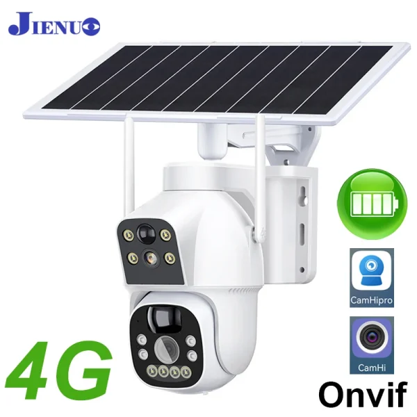 4G Solar Power Battery IP Camera PTZ Dual Lens SIM Card Wireless Auto Tracking Outdoor Waterproof PIR Full Color IR HD Home Cam - AliExpress 30