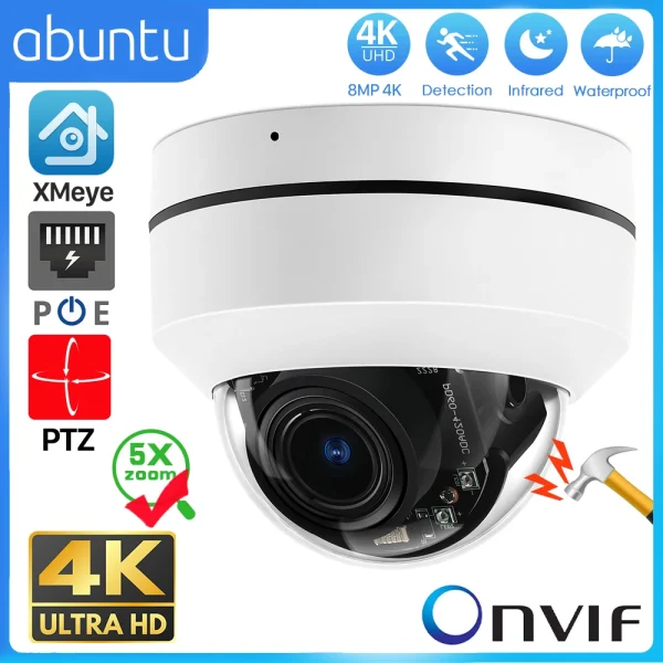 8MP 4K PTZ PoE IP Camera 5X Optional Zoom 2.8-12mm Wide Angle CCTV Security Camera Metal Night Vision CCTV Surveillance Camera - AliExpress 30