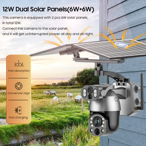 UNENTNGT Dual Lens 4K 50X ZOOM Solar Camera 4G SIM Outdoor 360° PTZ Solar WIFI Security Video CCTV Monitor Human Detection Cam - AliExpress 30 - Image 4