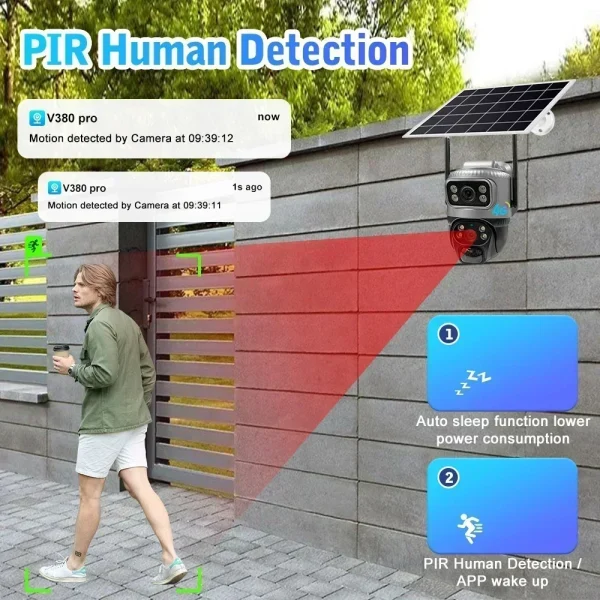 V380 Dual Lens 4G Solar Camera PIR Human Detection Night Vision Security Video Waterproof IP Camera 8MP 4K Battery CCTV Monitor - AliExpress 30 - Image 2