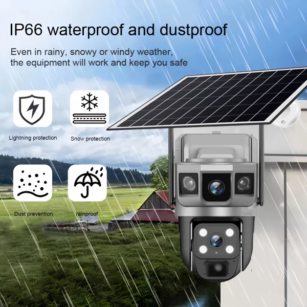 V380Pro Solar Camera 4G Sim Card Camera Triple Screen WiFi Network Security CCTV Built-in Battery PIR Night Vision HD PTZ Camera - AliExpress 30 - Image 2