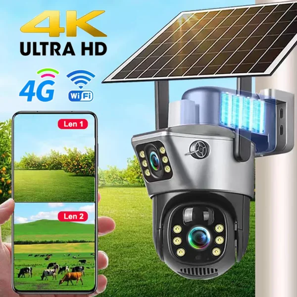 4G Sim Card Solar Camera Dual Lens Outdoor 8MP 4K Low Power Battery IP Camera PIR Night Vision V380 Pro CCTV Security Protection - AliExpress 30