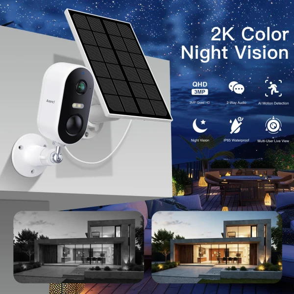 ARENTI 2K WiFi Camera Outdoor Security Camera with Solar Panel，Color Night Vision, Motion Detection, 2-Way Talk，IP66 Waterproof - AliExpress 30