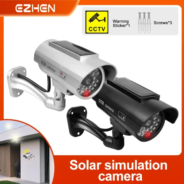 Simulation Solar Camera Fake Camera Outdoor CCTV Surveillance Simulation Fake Camera Waterproof And Safe Home Flashing LED Light - AliExpress 30