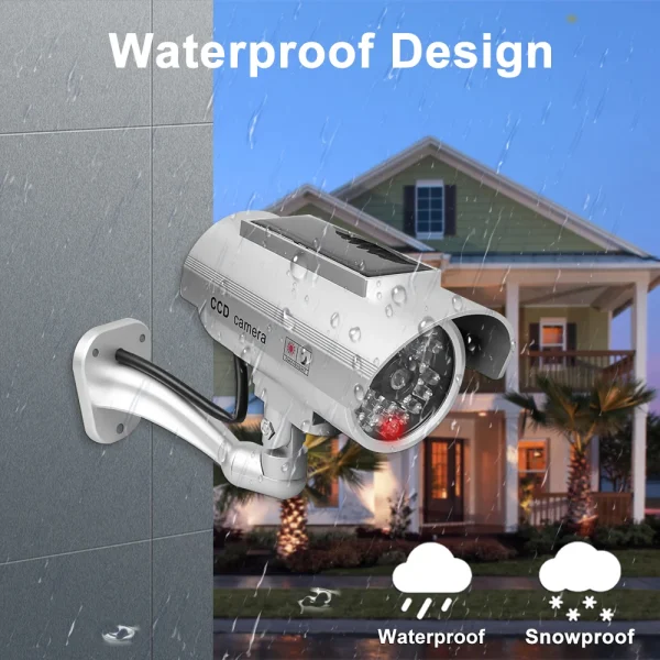 Simulation Solar Camera Fake Camera Outdoor CCTV Surveillance Simulation Fake Camera Waterproof And Safe Home Flashing LED Light - AliExpress 30 - Image 2