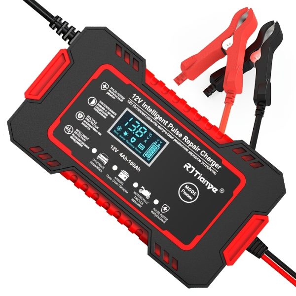 Smart 12V Car Battery Charger & Maintainer - 6A Pulse Repair, LCD Display, Temperature Compensation for AGM, GEL, SLA & Wet Batteries, Fits 4-100Ah Range