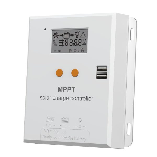 High-Efficiency MPPT Solar Charge Controller - Intelligent Power Management for 12V/24V Battery Systems, Clear LCD Display, and Compatibility with AGM, Gel, Flooded, and Lithium Batteries for Renewable Energy Systems - Image 2