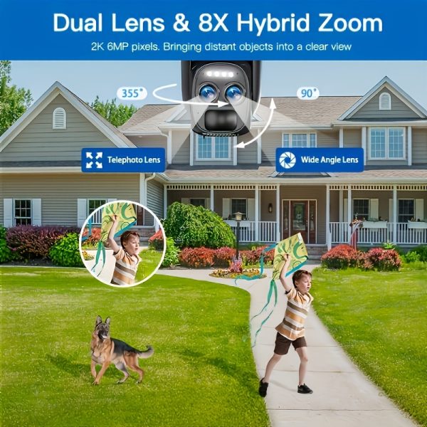 1pc SZSINOCAM Wireless Outdoor Camera, Dual-Lens 1080P HD PTZ Security Camera with 8X Zoom, 360° Pan Tilt, Two-Way Audio, Spotlight, Siren, PIR Motion Detection, Wall-Mount, App Control, Rechargeable 8000mAh Battery, Wi-Fi Enabled, for Indoor/Outdoor Use - Image 11