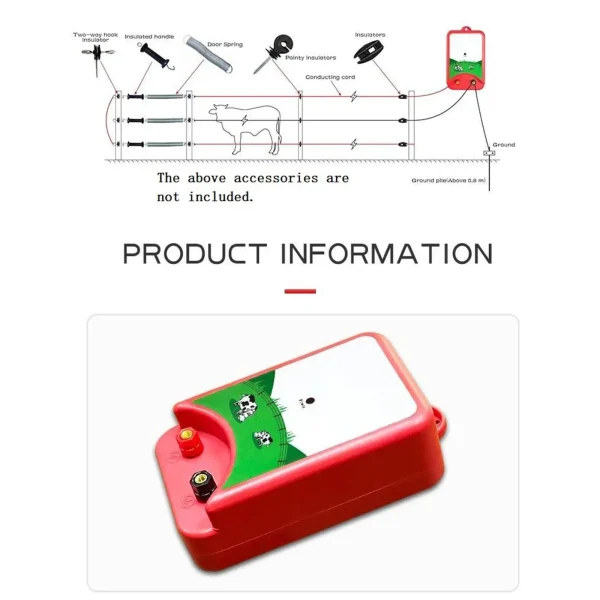 Electric Fence Energizer Electronic Fence Charger Controller for Farm Animals Livestock Poultry Animal Shepherd Fence Tool - Image 4